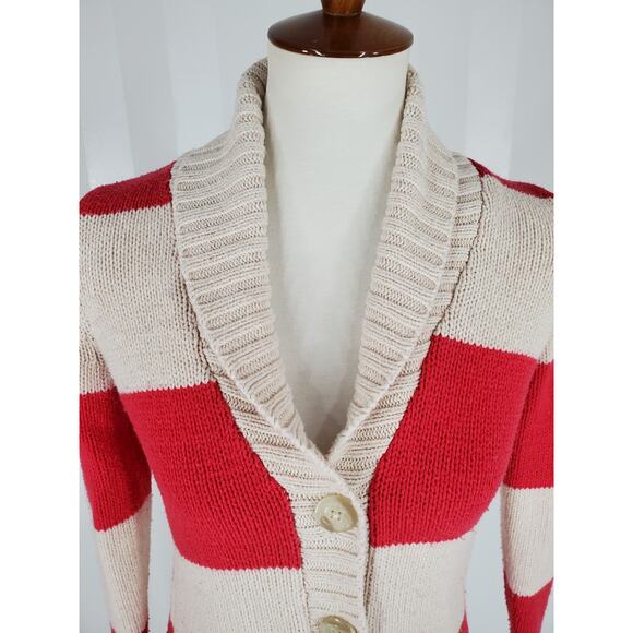 OLD NAVY Women's Beige & Pink Striped Button Up Sweater Sz XS - Picture 5 of 10